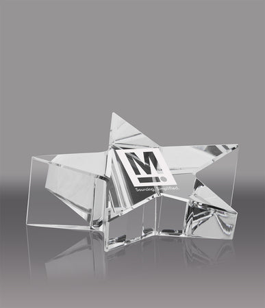 Optical Crystal Slanted Star Paperweight [CSSP24-X]