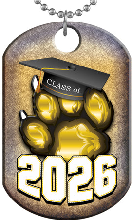 Class of 2026 Paw Monster Dog Tag - Gold [DTXL-CLS-GLD-26]