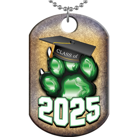 Class of 2025 Paw Monster Dog Tag - Green [DTXL-CLS-GRN-25]