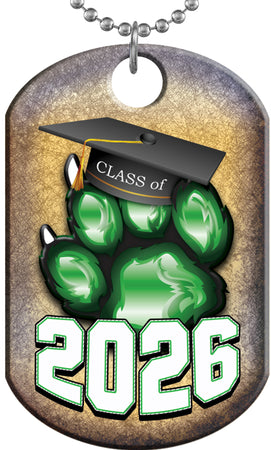 Class of 2026 Paw Monster Dog Tag - Green [DTXL-CLS-GRN-26]
