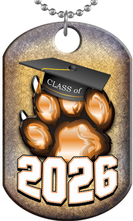 Class of 2026 Paw Monster Dog Tag - Orange [DTXL-CLS-ORG-26]