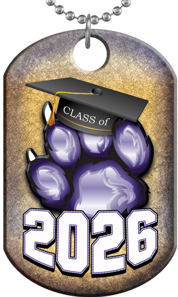 Class of 2026 Paw Monster Dog Tag - Purple [DTXL-CLS-PRP-26]