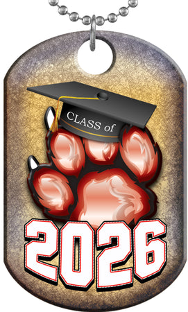 Class of 2026 Paw Monster Dog Tag - Red [DTXL-CLS-RED-26]