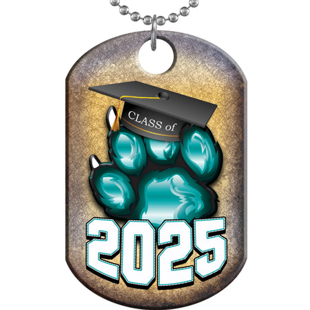 Class of 2025 Paw Monster Dog Tag - Teal [DTXL-CLS-TEAL-25]
