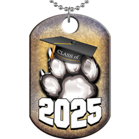 Class of 2025 Paw Monster Dog Tag - White [DTXL-CLS-WHT-25]