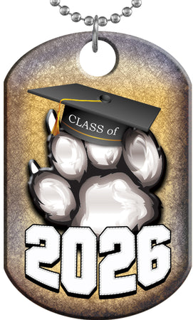 Class of 2026 Paw Monster Dog Tag - White [DTXL-CLS-WHT-26]