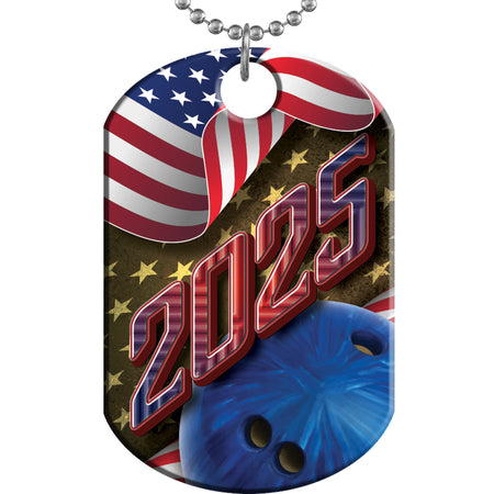 Bowling 2025 US Flag Monster Dog Tag [DTXL-FLG-BW-25]