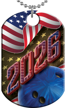 Bowling 2026 US Flag Monster Dog Tag [DTXL-FLG-BW-26-]