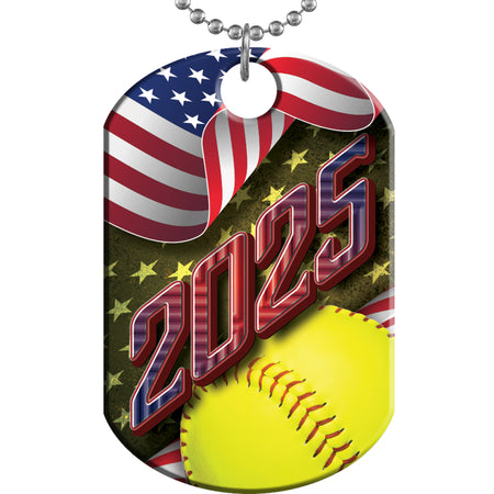 Softball 2025 US Flag Monster Dog Tag [DTXL-FLG-SB-25]