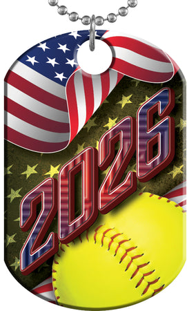 Softball 2026 US Flag Monster Dog Tag [DTXL-FLG-SB-26]