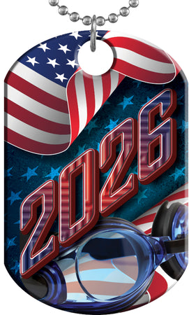 Swimming 2026 US Flag Monster Dog Tag [DTXL-FLG-SW-26]