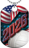 Volleyball 2026 US Flag Monster Dog Tag [DTXL-FLG-VB-26]
