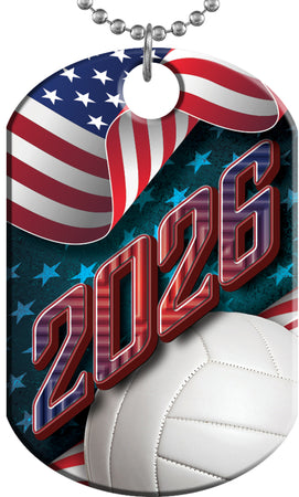 Volleyball 2026 US Flag Monster Dog Tag [DTXL-FLG-VB-26]