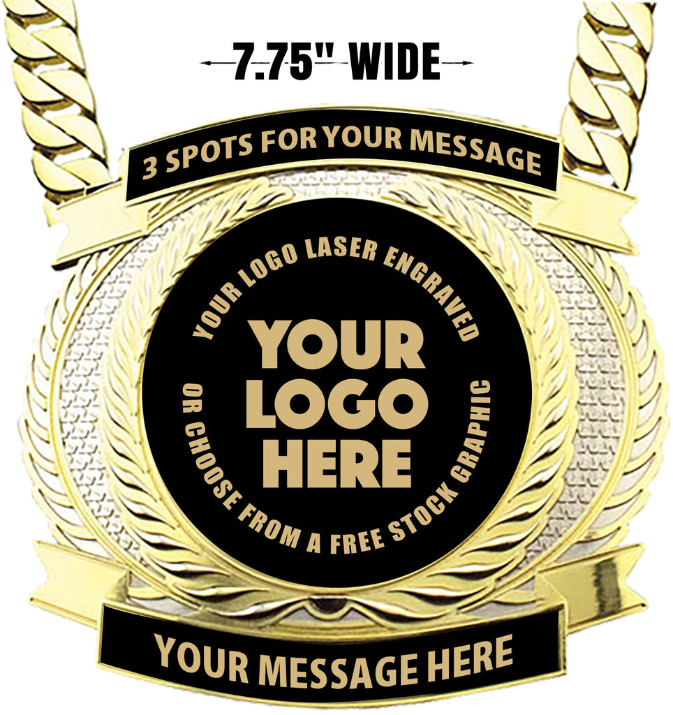 7.75 inch Wide Metal Champion Chain with Black Engraving Plate [CECSDP7-K]