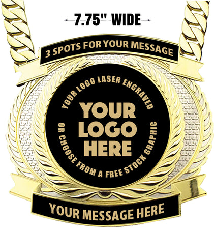 7.75 inch Wide Metal Champion Chain with Black Engraving Plate [CECSDP7-K]
