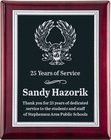 Rosewood Piano-finish Plaque with Silver Florentine Border [TD505P-810]