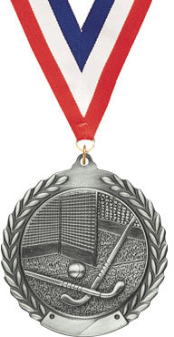 2.75 in Field Hockey Wreath Framed Medal- Silver [M311-FLDHK-S]