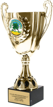 Gold Metal Cup with Insert on a Genuine Marble Base - 12.75 inch [CMM-65B-12]