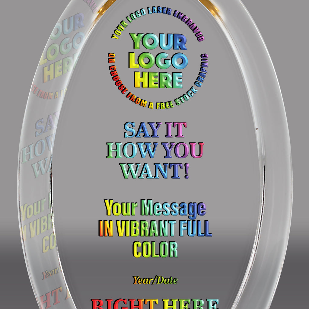 Acrylic Gold Oval Halo Awards - Color