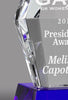 Crystal Faceted Obelisk Award on Blue Pedestal Base [CJ533S-9]