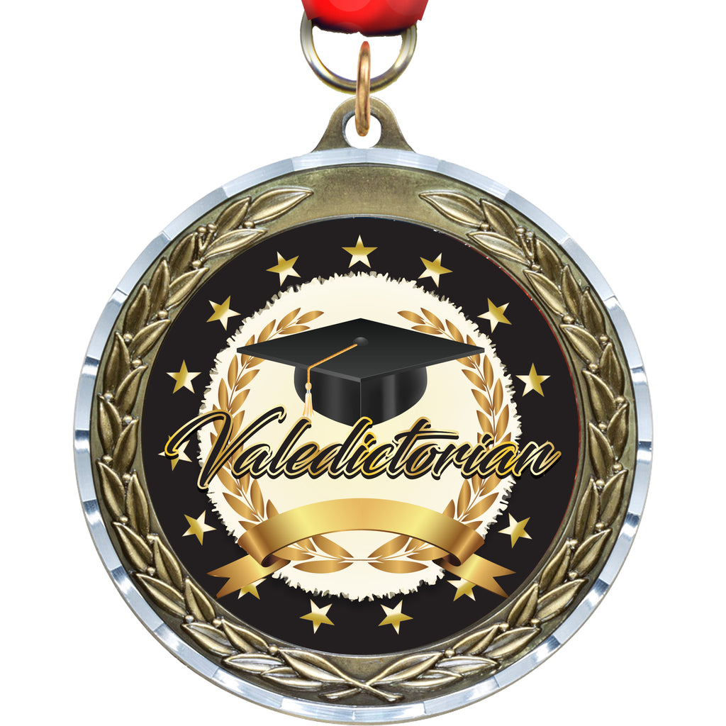 2.75" Valedictorian / Salutatorian Diamond Cut Border Diecast Insert Medal [MM299DC-KN]