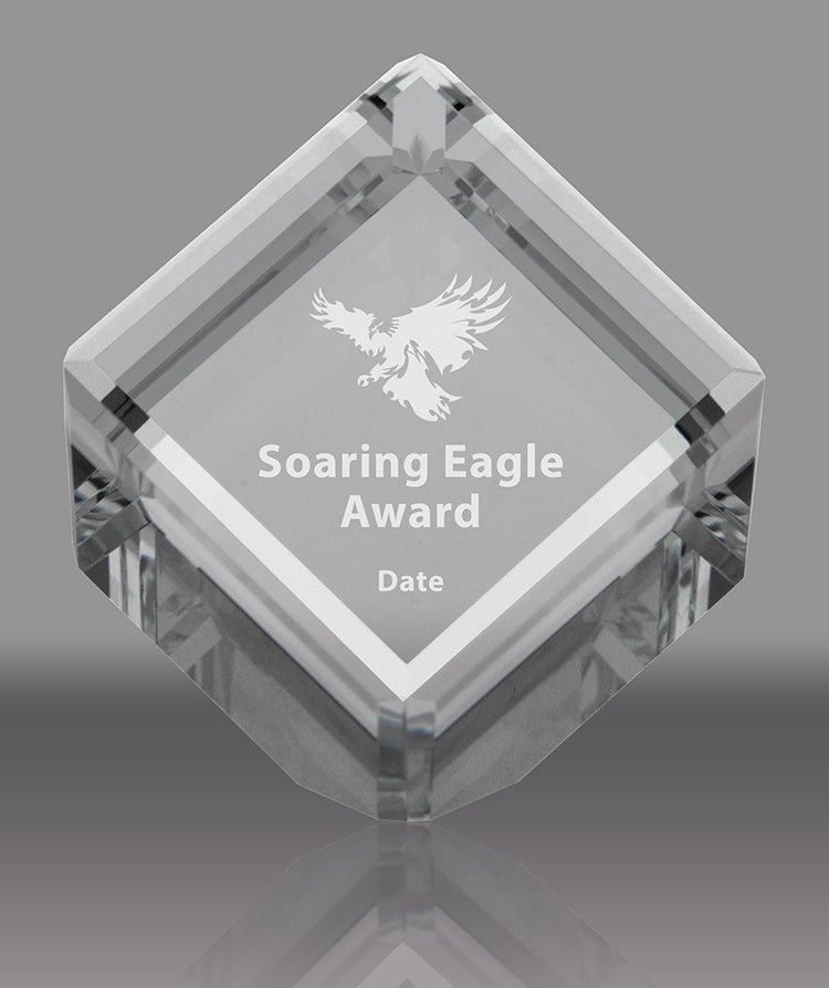 Crystal Beveled Diamond Cubes Awards - Engraved
