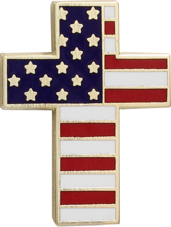 American Flag Cross Enameled Pin [PFLGRL1]