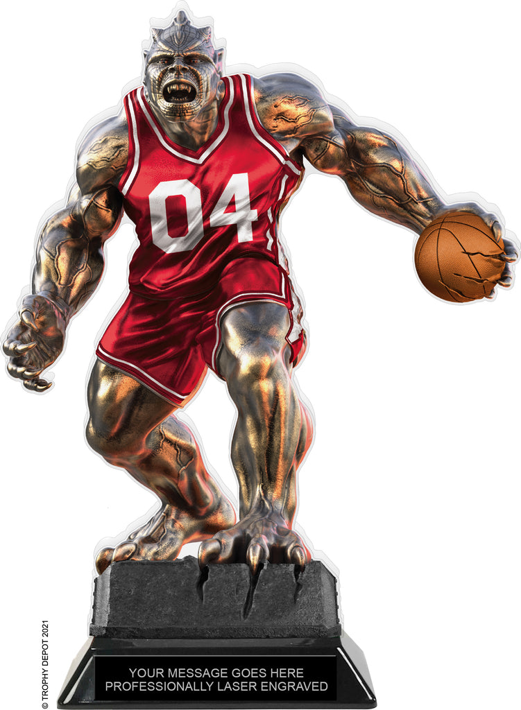 Beast Basketball Choose Your Number Acrylic Trophy - 10 inch Red [TACR10-BST-BK-RED-Q]
