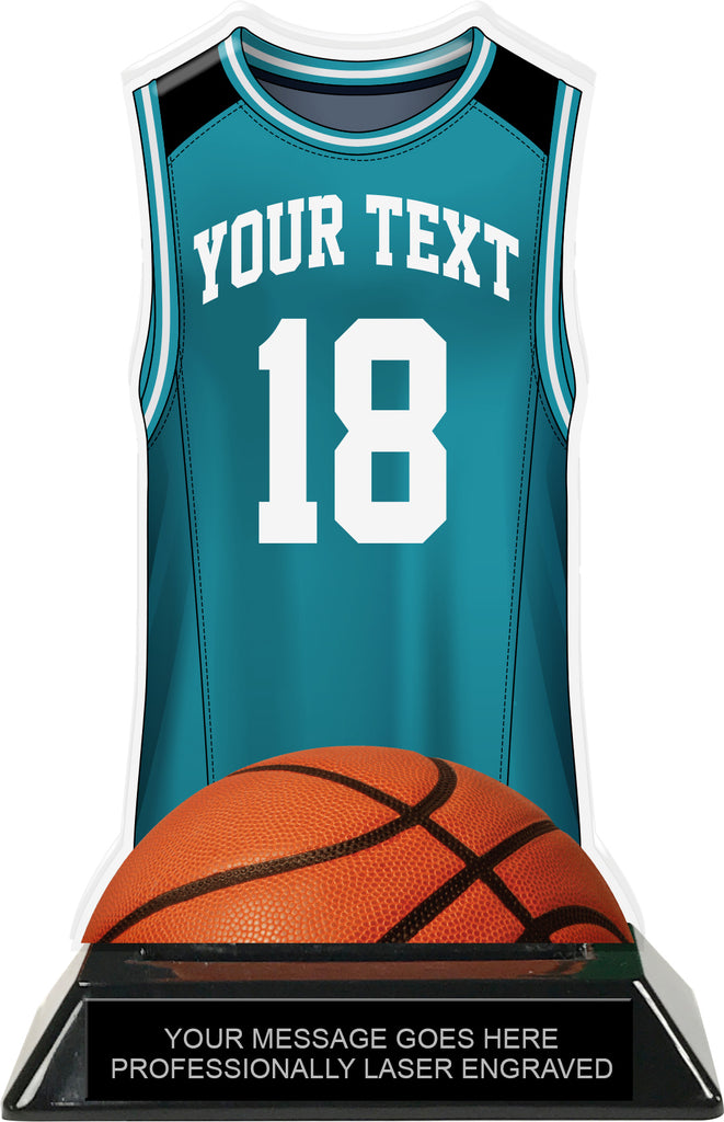 Basketball Jersey Colorix-T Acrylic Trophy- Teal [TACR7-JSY-BK-TEAL-Q]