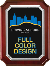 Custom Rosewood Piano-finish Plaque with Silver Florentine Border 9"x12" [TD4563-FC]