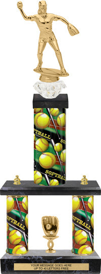 Two-Post Diamond Riser Trophy w/ Rectangle/Oval Center Column [TFDR21]