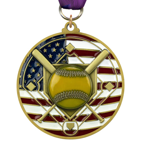 2.75" Softball Patriotic Medal [MSUS2-SB]