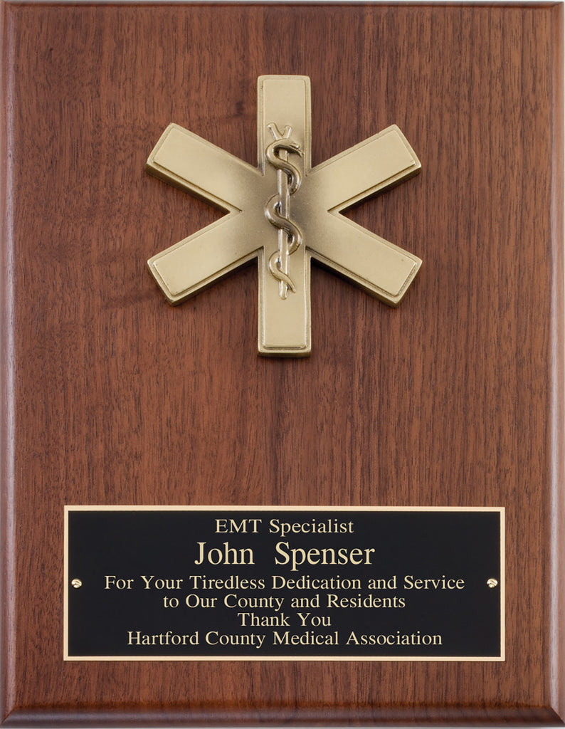 American Tribute Walnut Plaque- Star of Life [PMAT102E]