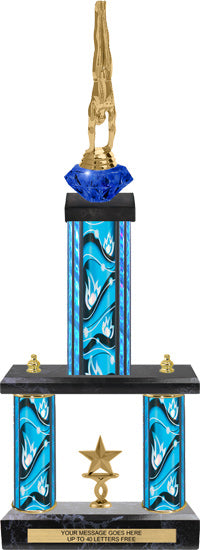 Two-Post Diamond Riser Trophy w/ Rectangle/Oval Center Column [TFDR20]