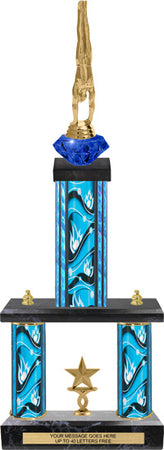 Two-Post Diamond Riser Trophy w/ Rectangle/Oval Center Column [TFDR20]
