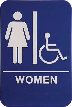 ADA 6 x 9 Blue/White Womens Accessible Restroom Sign [AJDA-202]