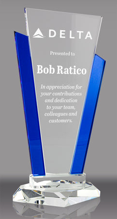Crystal Marquee with Blue Uprights Award - 10.5 inch [CFN5-10-BL]