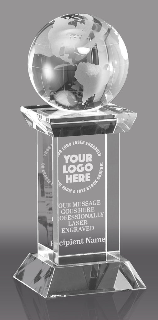 Crystal Globe on Pedestal Award [CM159GLB]