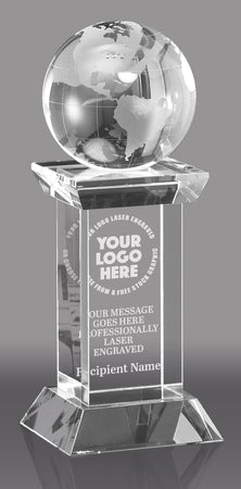 Crystal Globe on Pedestal Award [CM159GLB]