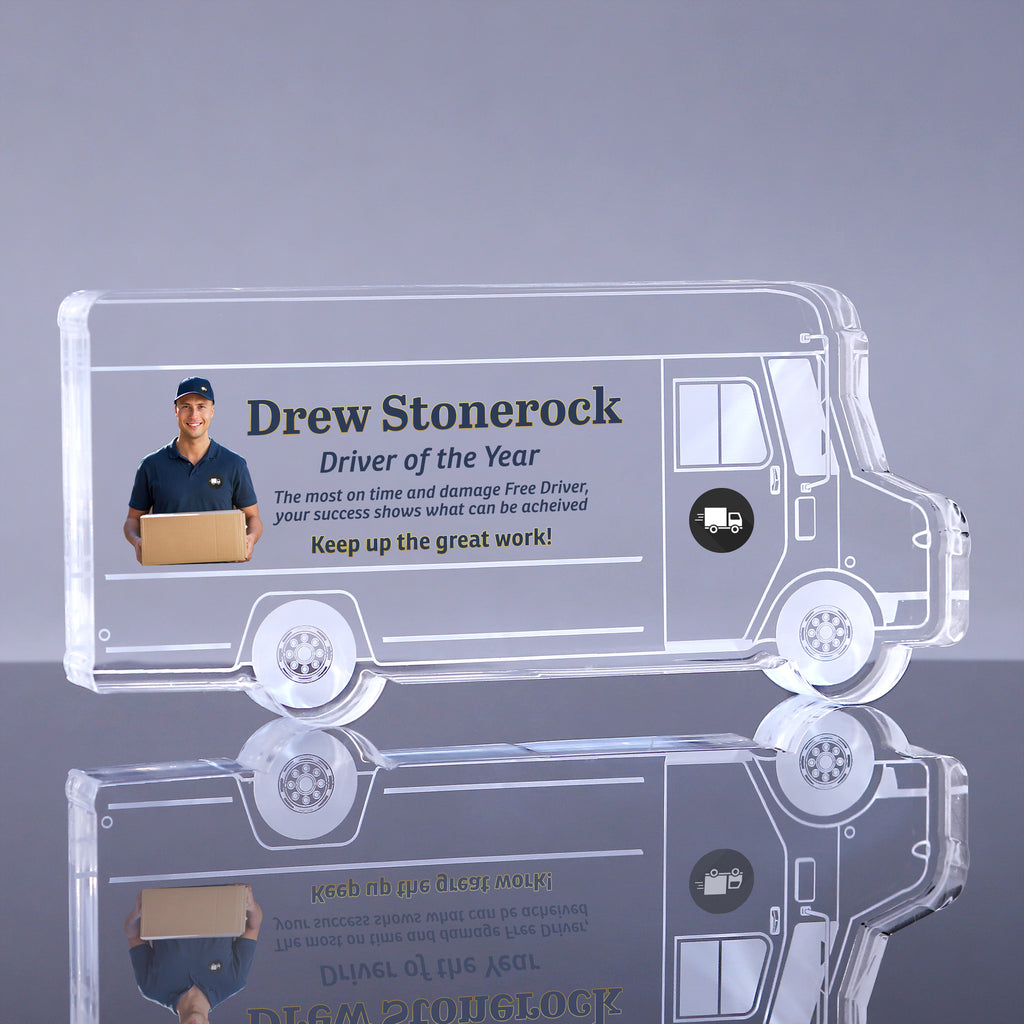 1 inch Thick Delivery Truck Acrylic Awards - Color