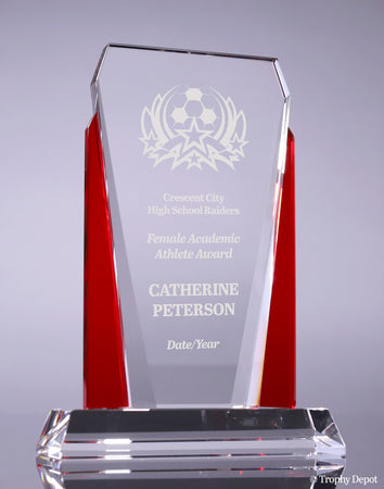 Bethesda Optical Crystal Award - Red 7 inch [CPBETH7-RED]