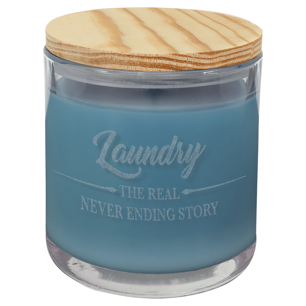14oz French Linen Candle in Glass with Wood Lid [CJDL05-2-FL]