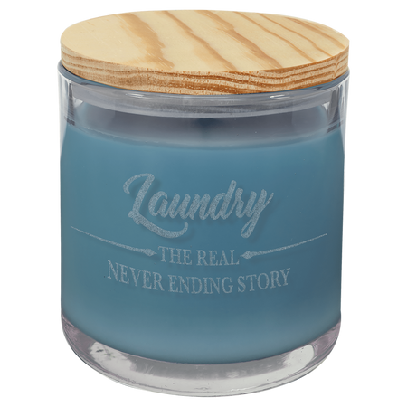 14oz French Linen Candle in Glass with Wood Lid [CJDL05-2-FL]