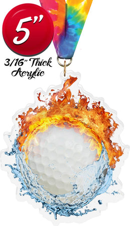 Golf Fire & Water Colorix-M Acrylic Medal [MACR5-FW-GL-Q]