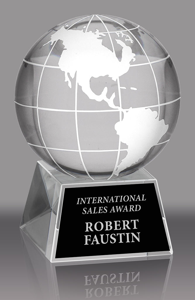 Optical Crystal Globe Award - 4.5 inch [CRG-140]