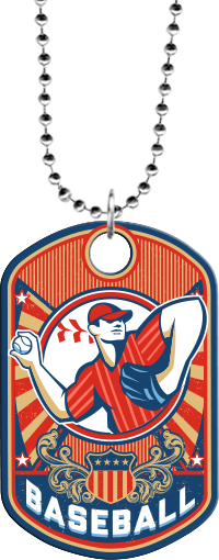 Baseball Pitcher Retro Monster Dog Tag [DTXL-BS]