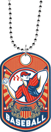 Baseball Pitcher Retro Monster Dog Tag [DTXL-BS]