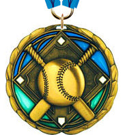 Baseball Epoxy Color Medal - Gold [MEC2-BS-G]