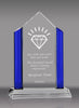 Crystal Pentagon with Blue Pillars Award - 8 inch [CM254PLR-8]