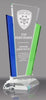 Crystal Marquee Award with Blue & Green Uprights - 10.5 inch [CF1-10-BLGN-X]